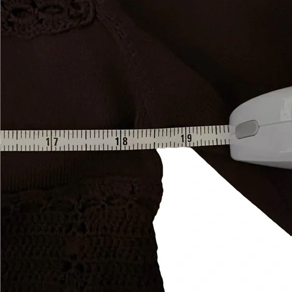 Joseph A Dark Brown Cardigan with Ruffled Hem, size L - Picture 9 of 11